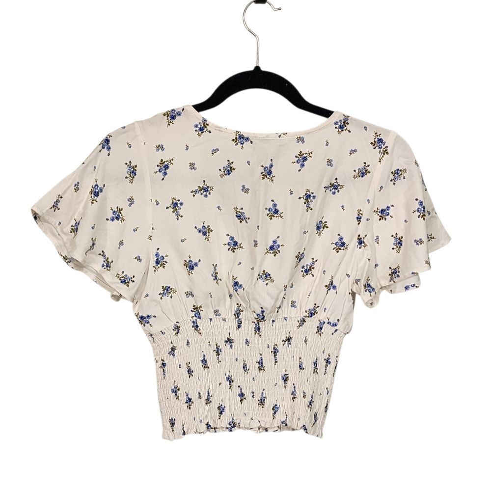 Forever 21 Crop Top S Floral Smocked Dainty Coquette Festival Feminine - Picture 2 of 5